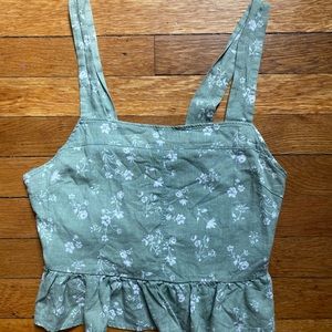 pacsun green floral cropped tank